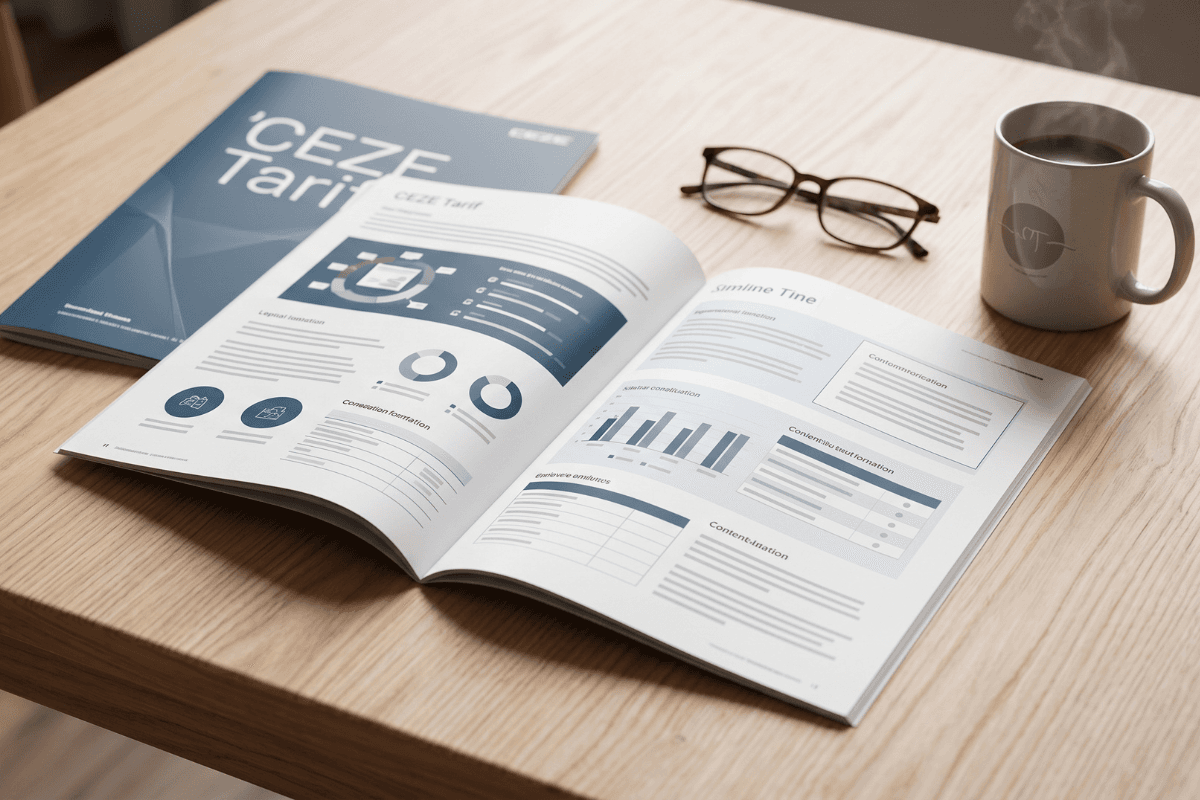 Aufgeschlagene CEZE-Tarif-Broschüre