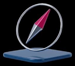 Stilisiertes 3D-Kompass-Objekt in Navy und Magenta