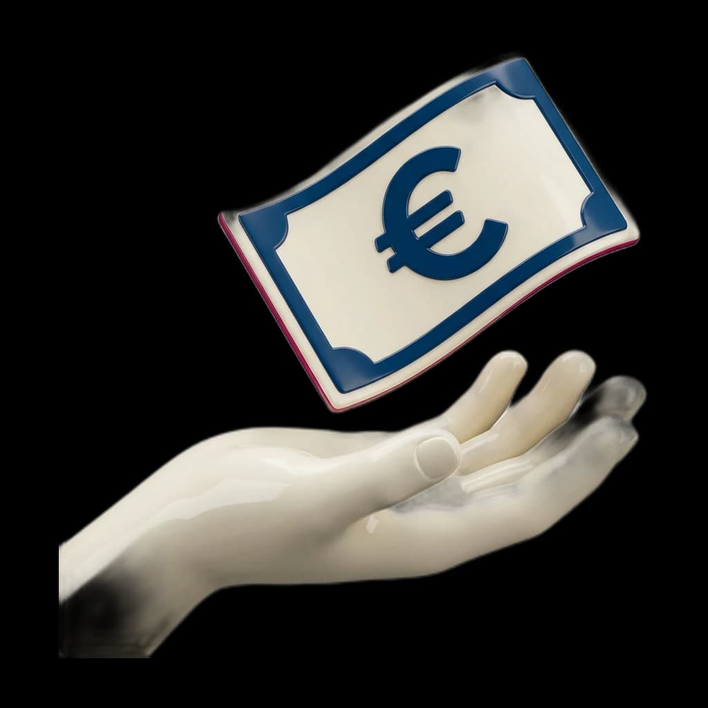 Eine offene Hand empfängt einen Euro-Geldschein.